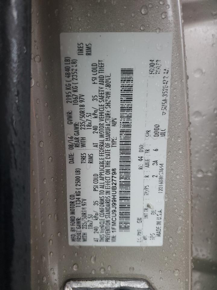 2017 Ford Escape Titanium VIN: 1FMCU9J99HUB27798 Lot: 66322234