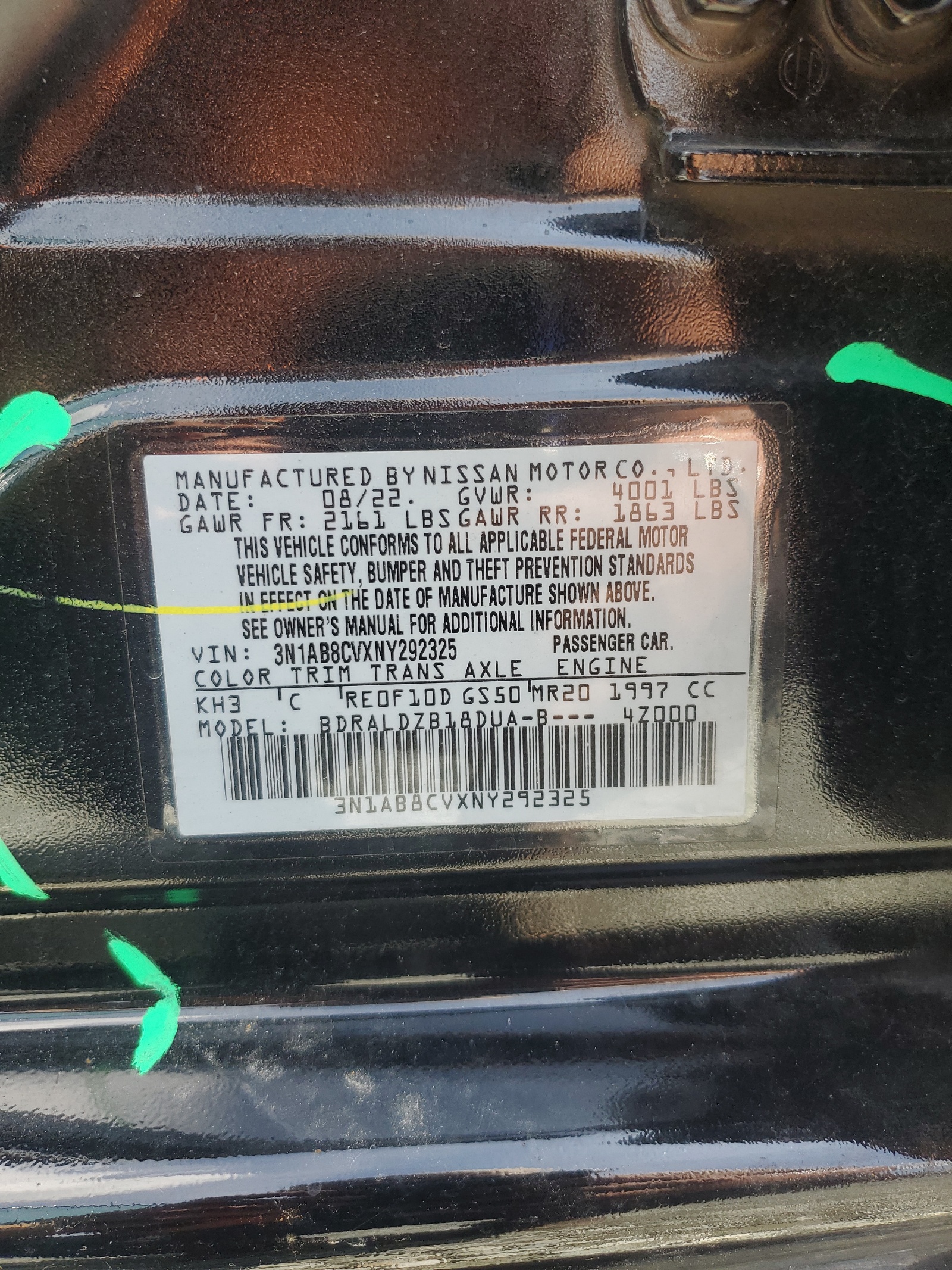 3N1AB8CVXNY292325 2022 Nissan Sentra Sv