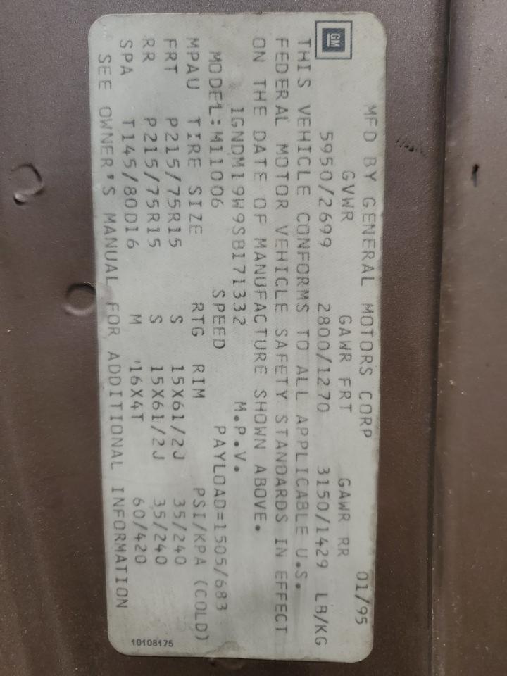 1995 Chevrolet Astro VIN: 1GNDM19W9SB171332 Lot: 66347594