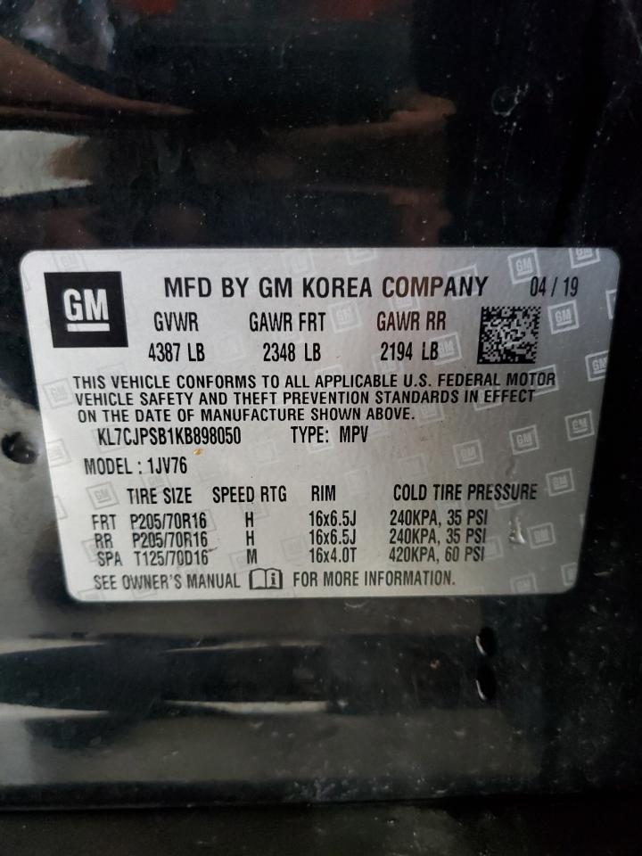 2019 Chevrolet Trax 1Lt VIN: KL7CJPSB1KB898050 Lot: 65405534