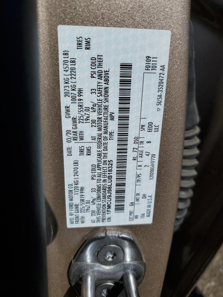 2020 Ford Escape Titanium VIN: 1FMCU9J98LUB18325 Lot: 66413934