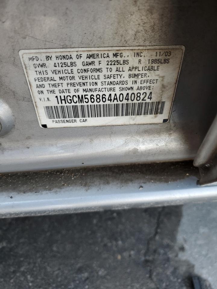 2004 Honda Accord Ex VIN: 1HGCM56864A040824 Lot: 65606324