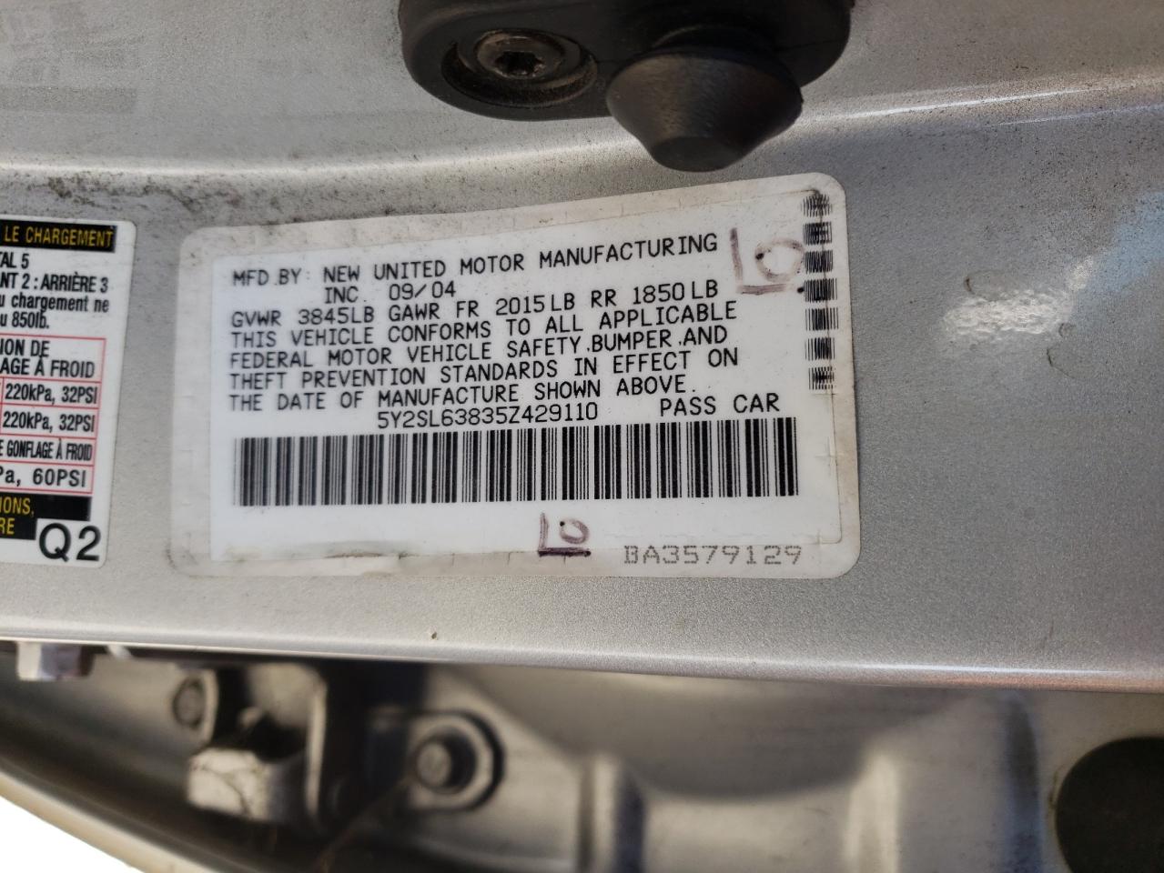 5Y2SL63835Z429110 2005 Pontiac Vibe