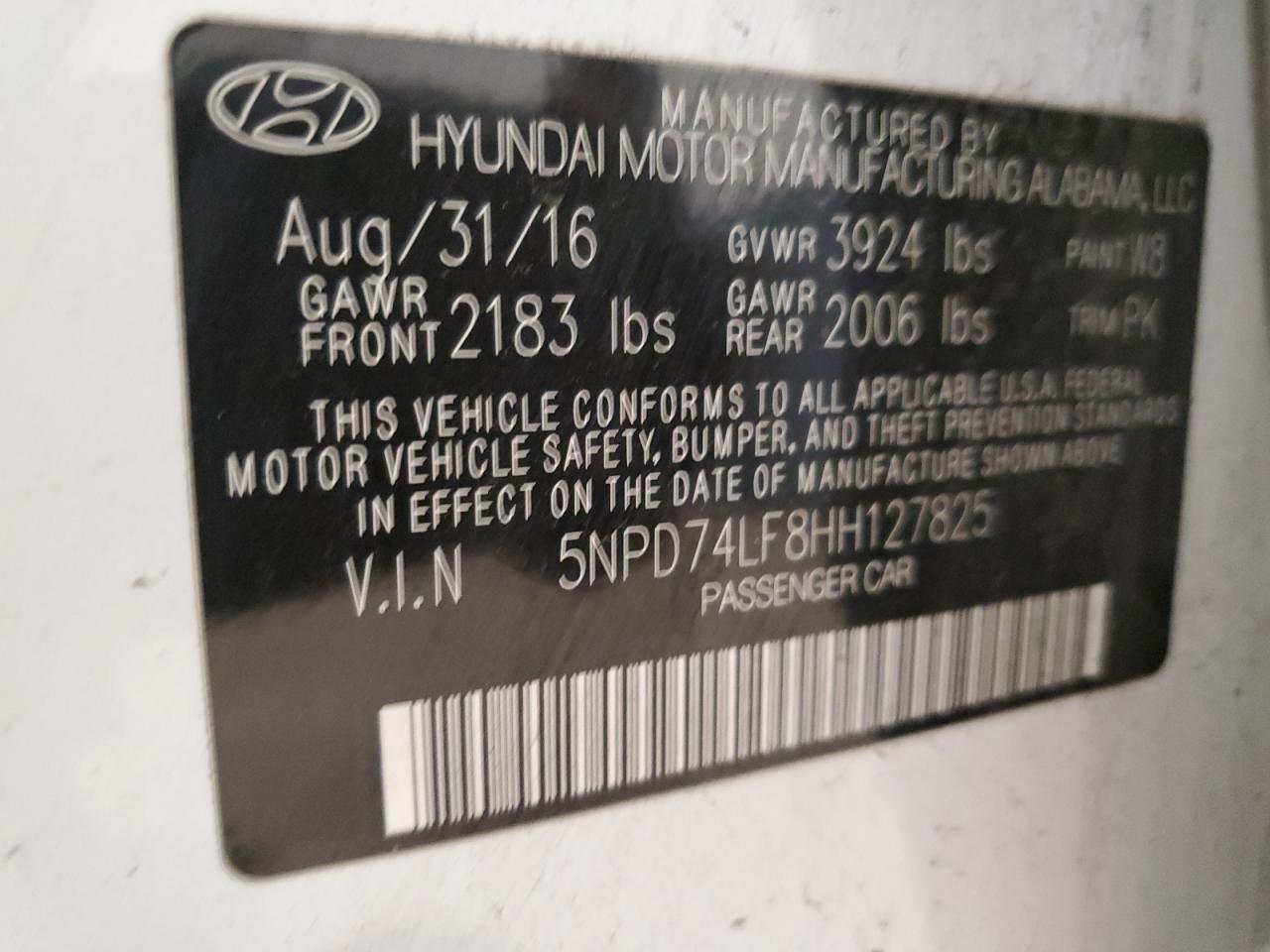 2017 Hyundai Elantra Se VIN: 5NPD74LF8HH127825 Lot: 66765364