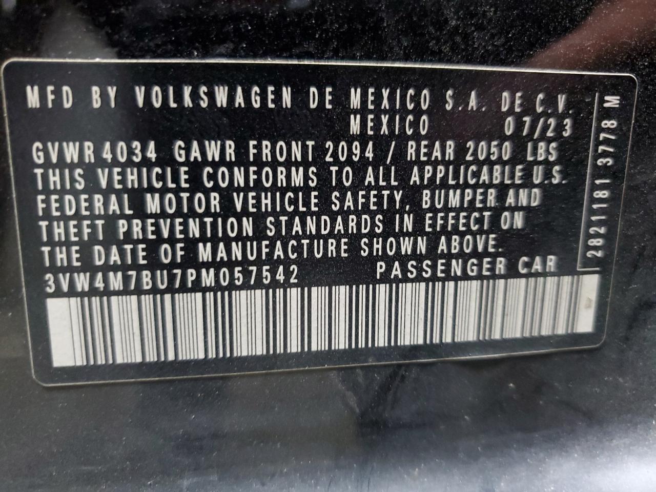 VIN 3VW4M7BU7PM057542 2023 VOLKSWAGEN JETTA no.12