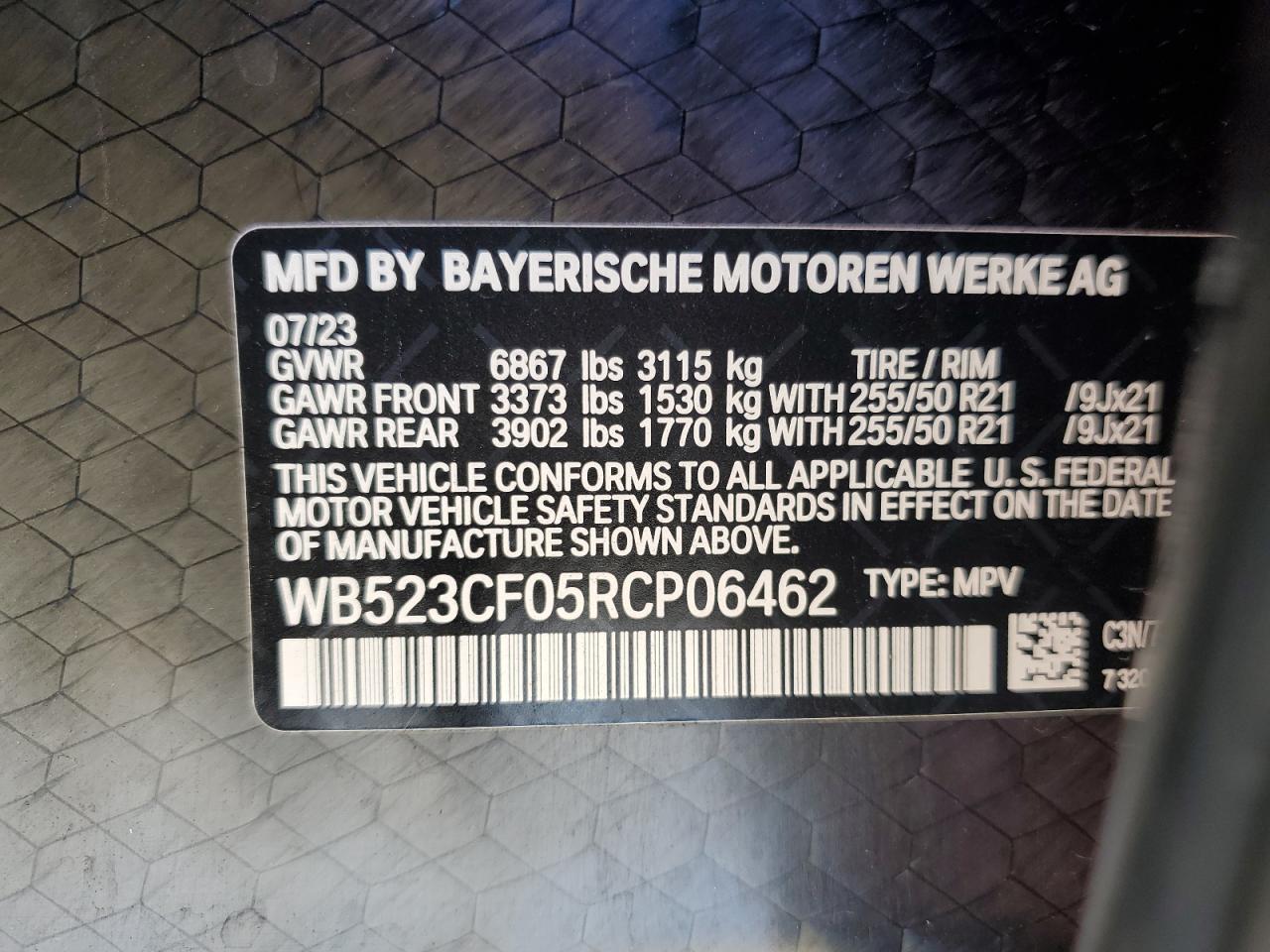 2024 BMW Ix xDrive50 VIN: WB523CF05RCP06462 Lot: 69341644