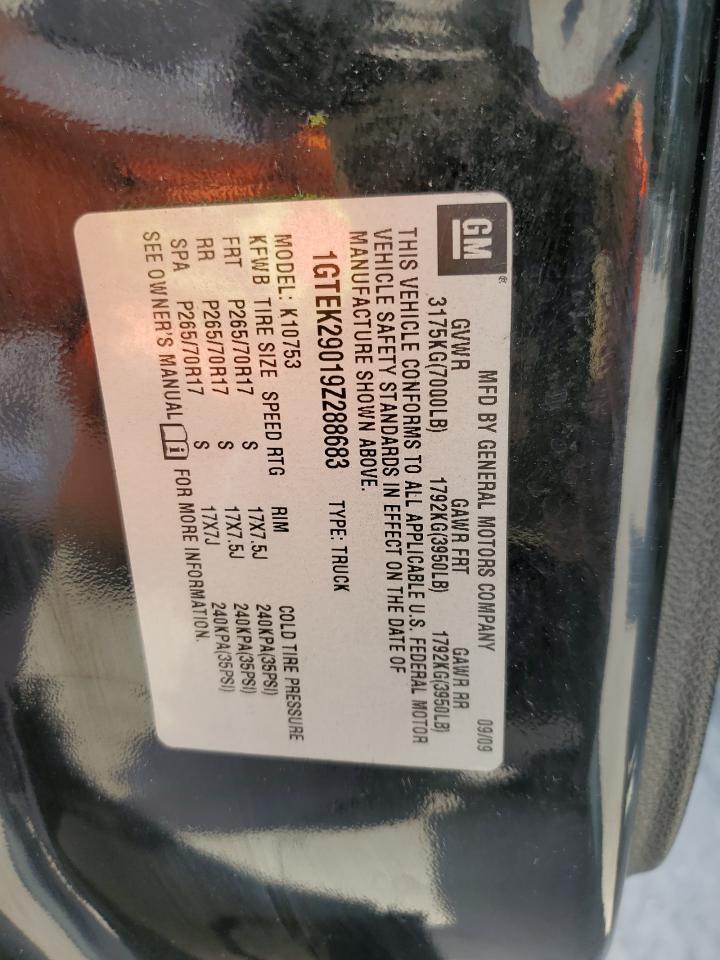 2009 GMC Sierra K1500 Sle VIN: 1GTEK29019Z288683 Lot: 69611784