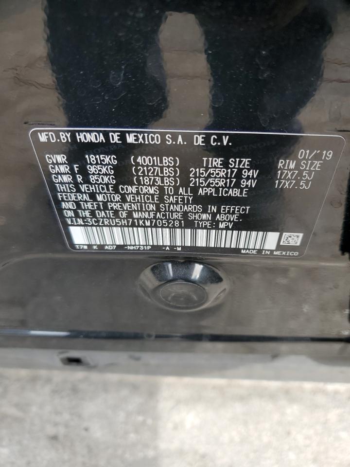2019 Honda Hr-V Exl VIN: 3CZRU5H71KM705281 Lot: 67249184