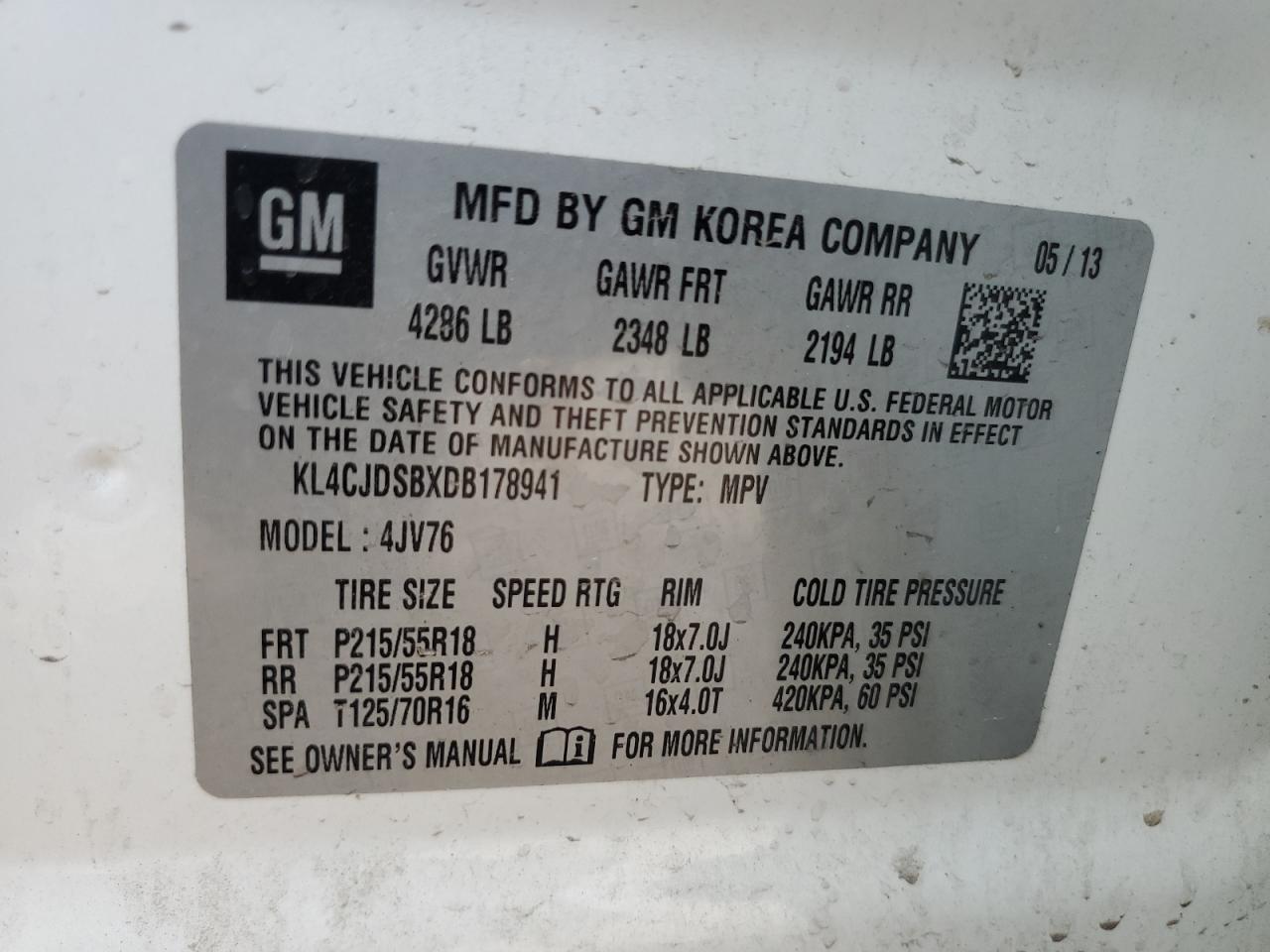 2013 Buick Encore Premium VIN: KL4CJDSBXDB178941 Lot: 65826844