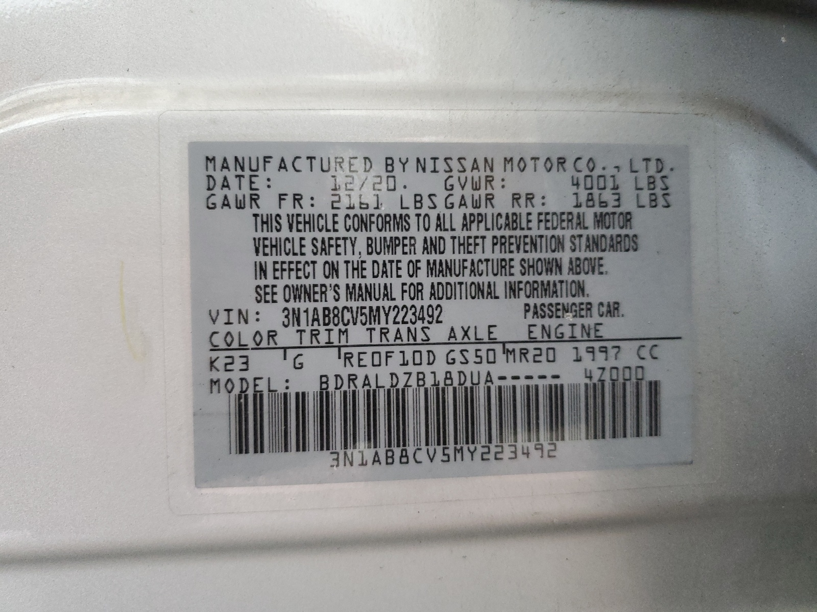 3N1AB8CV5MY223492 2021 Nissan Sentra Sv 3N1AB8CV5MY223492 2021 Nissan Sentra Sv