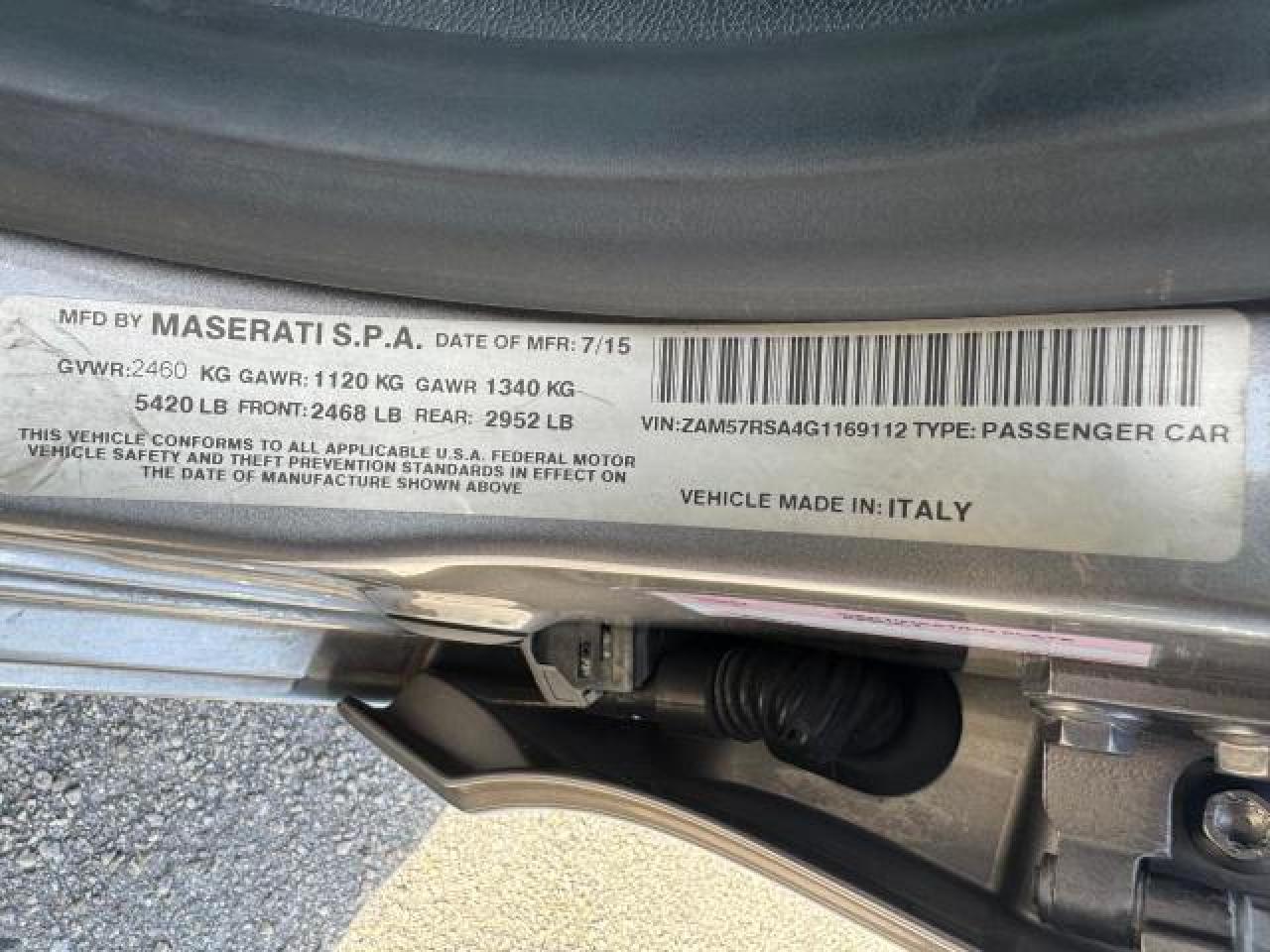 ZAM57RSA4G1169112 2016 Maserati Ghibli S