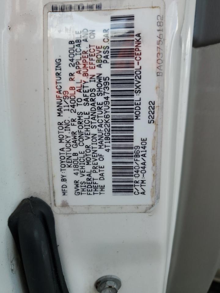 2000 Toyota Camry Ce VIN: 4T1BG22K6YU947395 Lot: 65026424