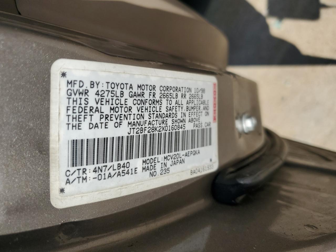 JT2BF28K2X0160845 1999 Toyota Camry Le