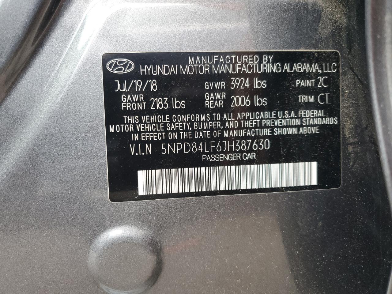 2018 Hyundai Elantra Sel VIN: 5NPD84LF6JH387630 Lot: 67870984