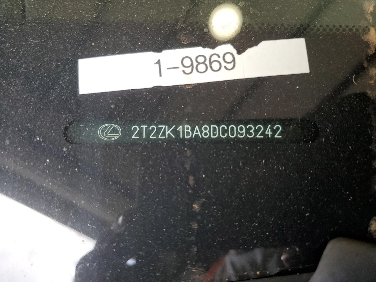 2013 Lexus Rx 350 VIN: 2T2ZK1BA8DC093242 Lot: 67598254