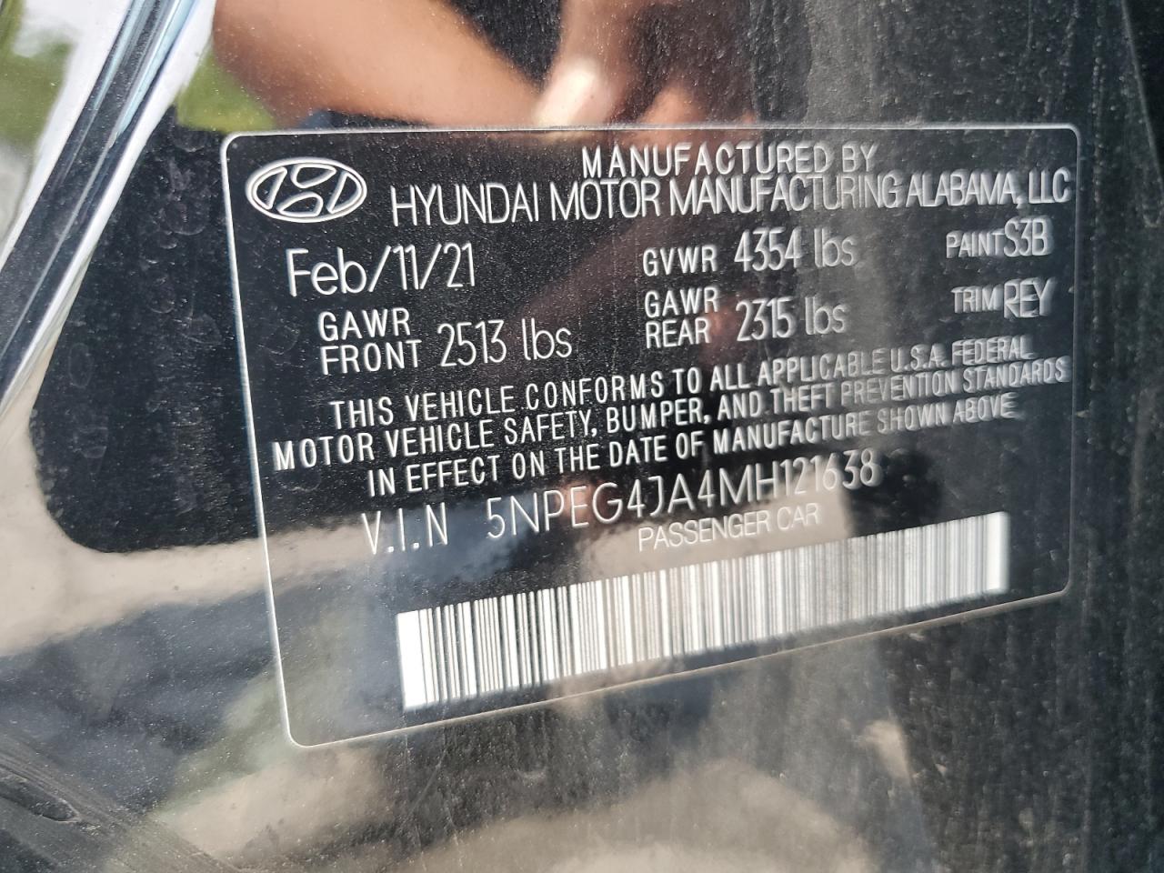 5NPEG4JA4MH121638 2021 Hyundai Sonata Se