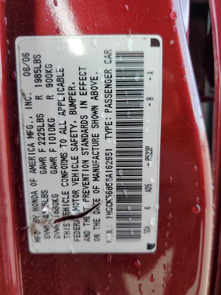 2006 Honda Accord Ex VIN: 1HGCM56856A162951 Lot: 66767744