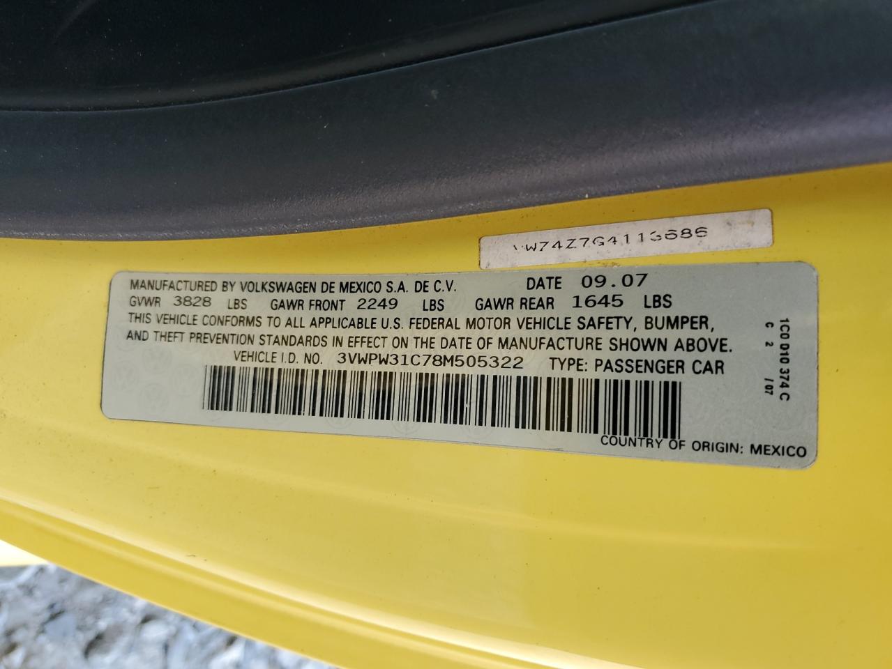 2008 Volkswagen New Beetle S VIN: 3VWPW31C78M505322 Lot: 68173464