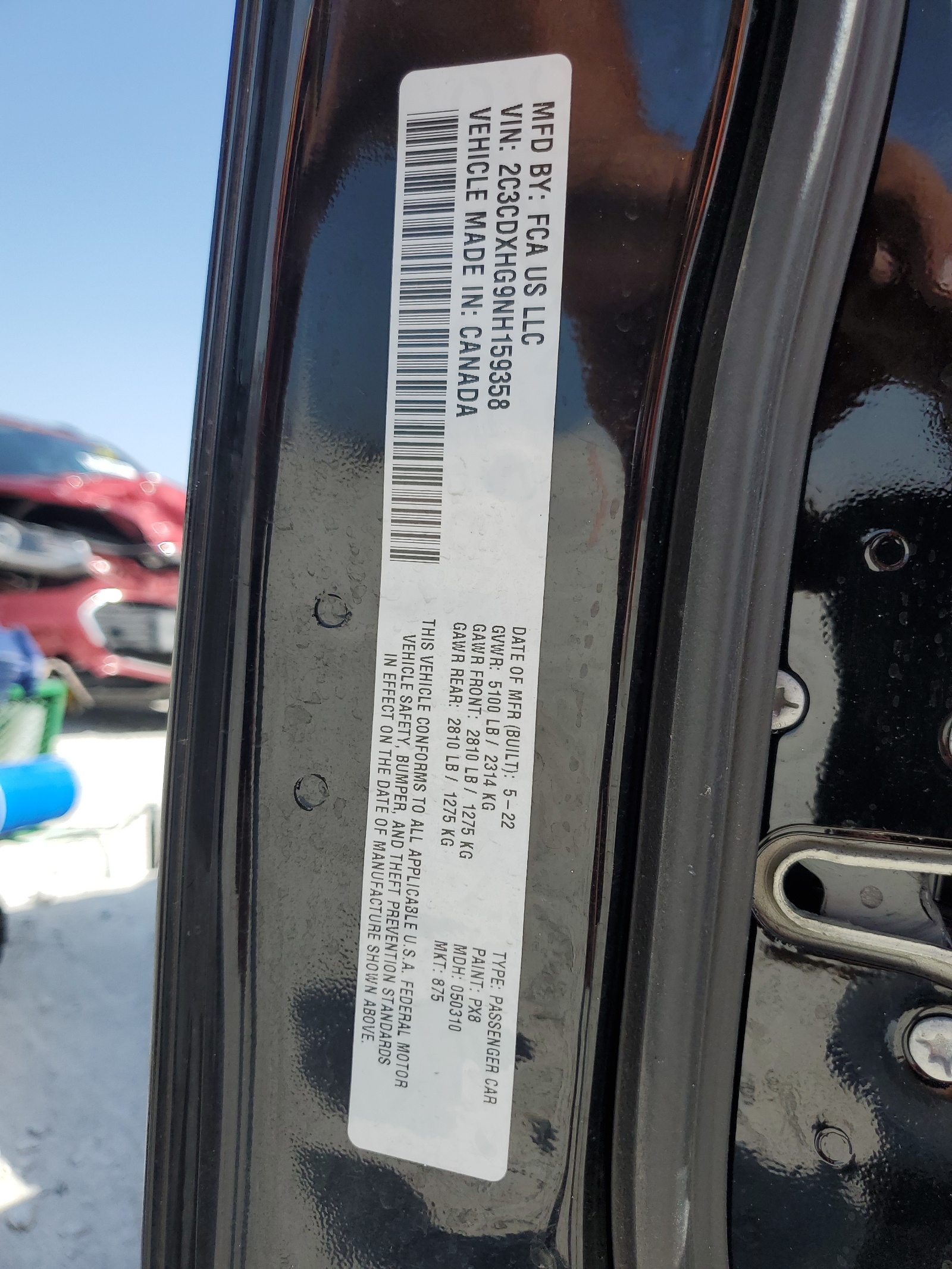 2C3CDXHG9NH159358 2022 Dodge Charger Gt