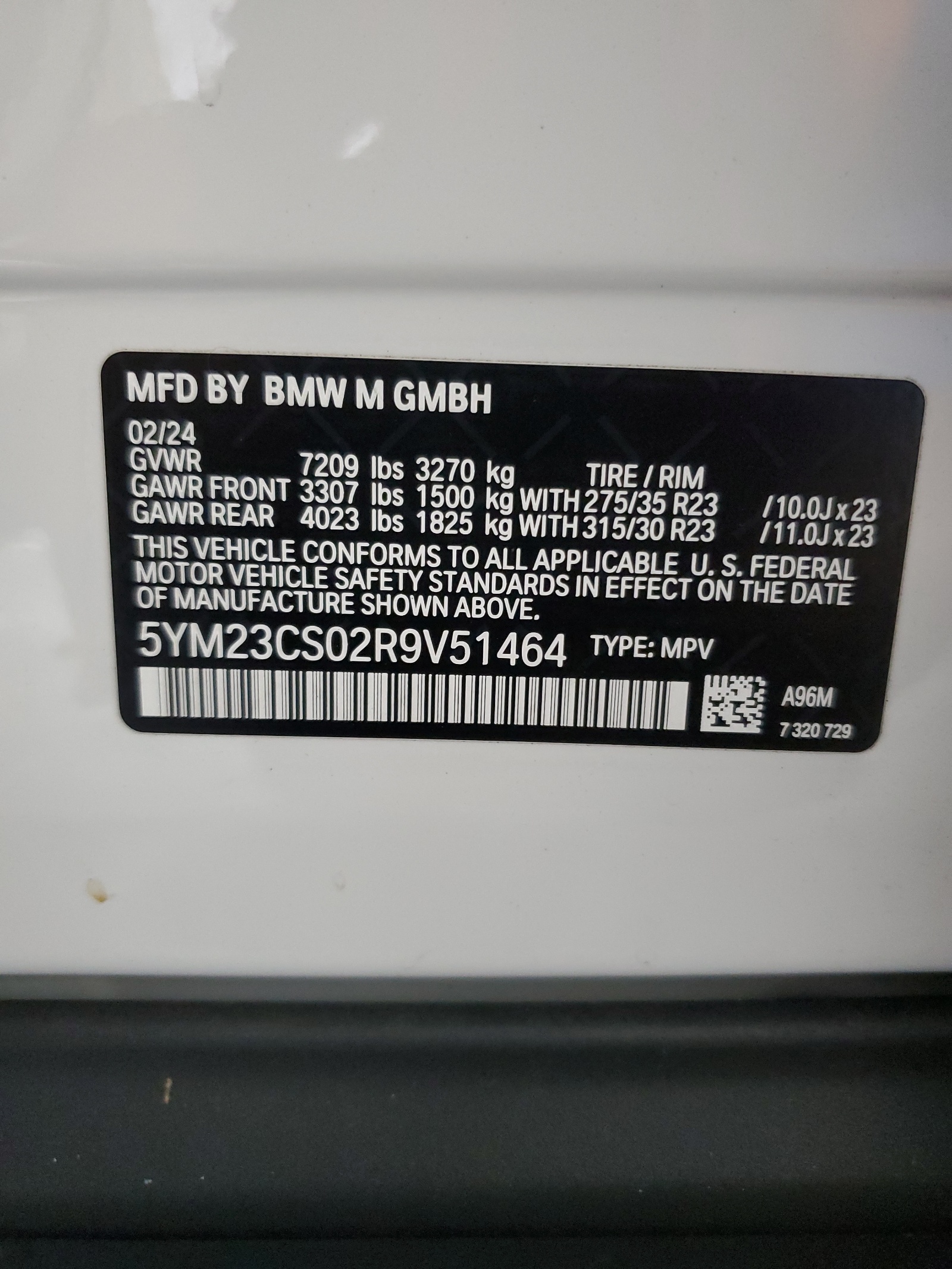 5YM23CS02R9V51464 2024 BMW Xm