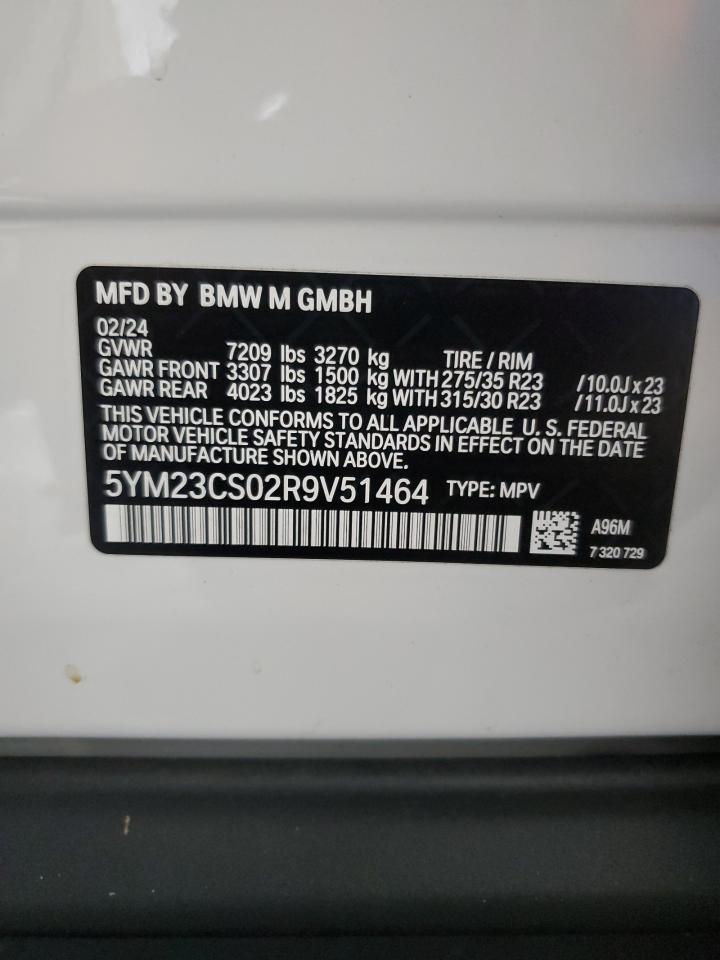 2024 BMW Xm VIN: 5YM23CS02R9V51464 Lot: 65781644