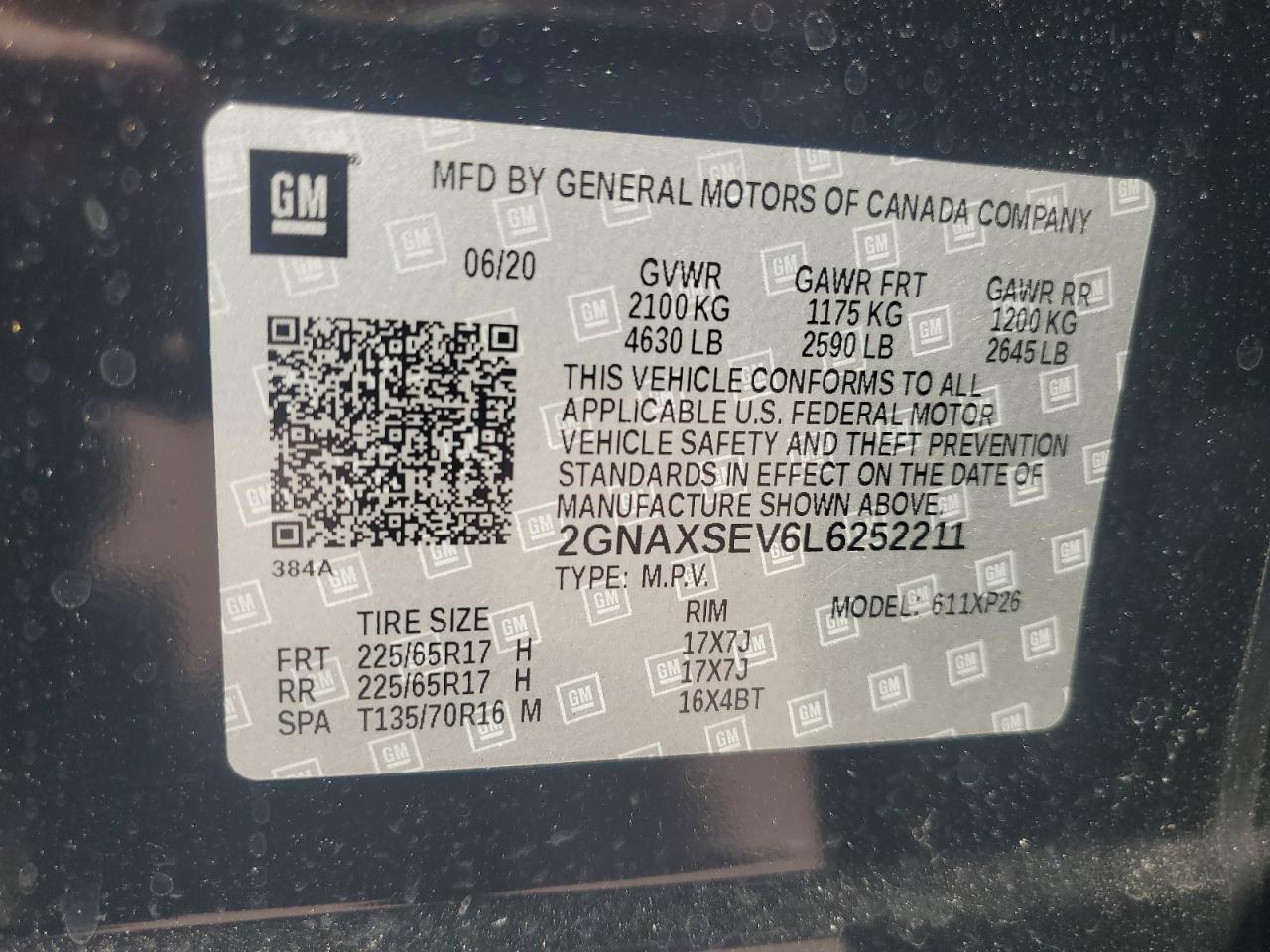 2GNAXSEV6L6252211 2020 CHEVROLET EQUINOX - Image 13