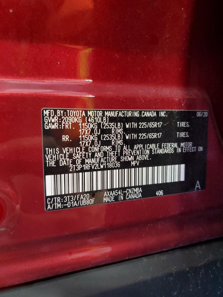 2T3P1RFV2LW118036 2020 Toyota Rav4 Xle