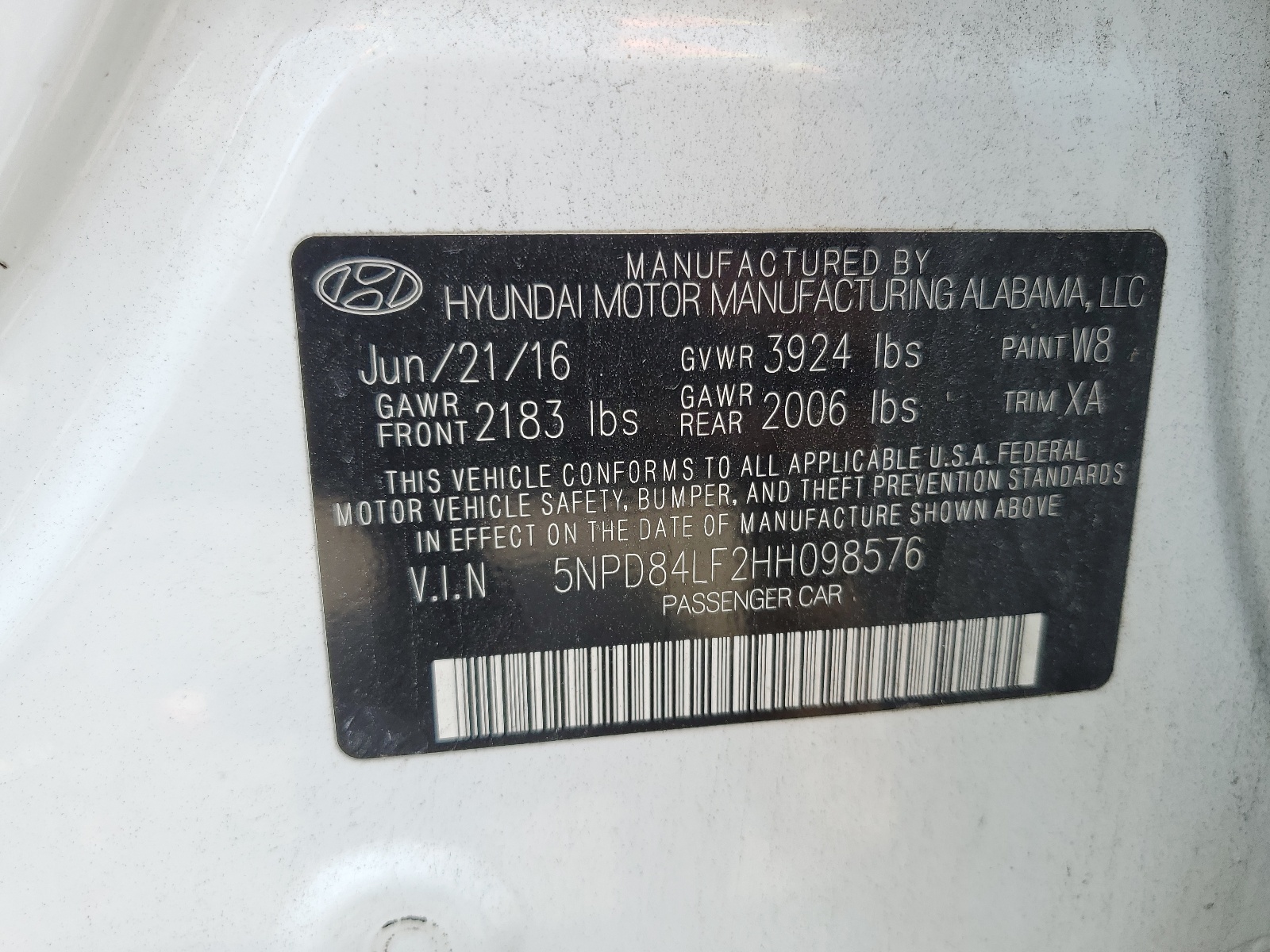 5NPD84LF2HH098576 2017 Hyundai Elantra Se