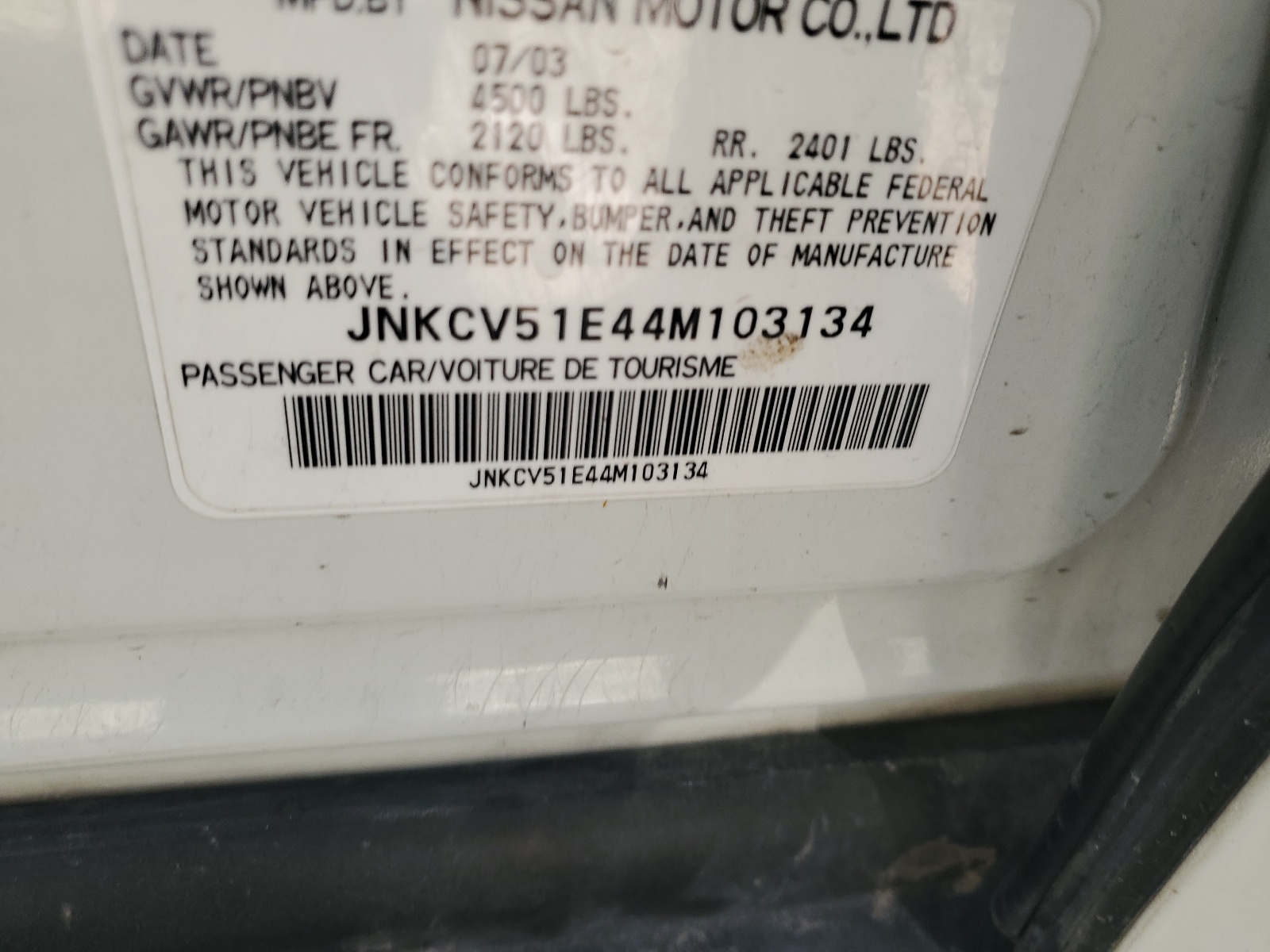 JNKCV51E44M103134 2004 Infiniti G35