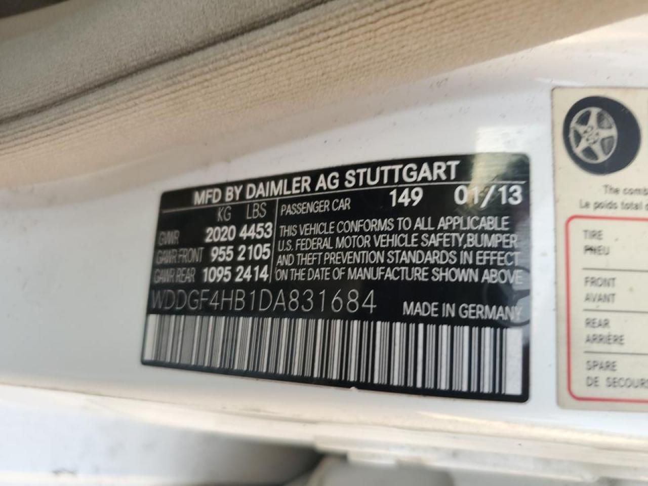 2013 Mercedes-Benz C 250 VIN: WDDGF4HB1DA831684 Lot: 66776664