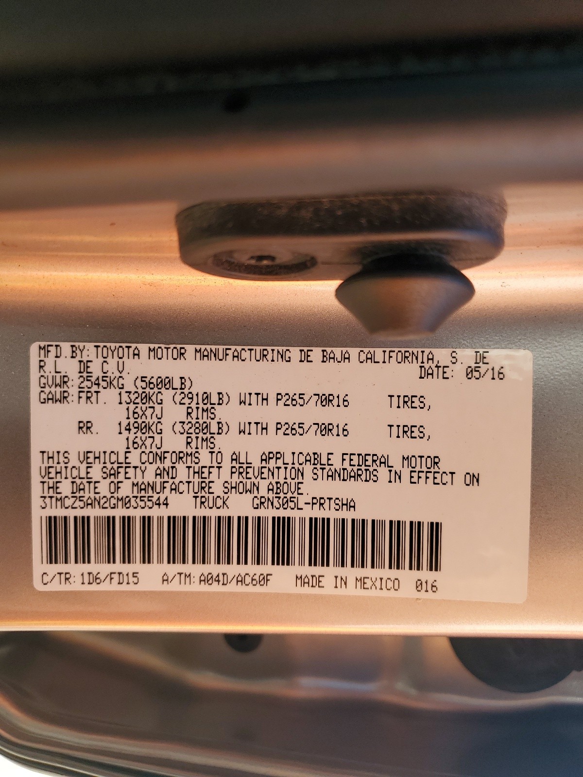 3TMCZ5AN2GM035544 2016 Toyota Tacoma Double Cab