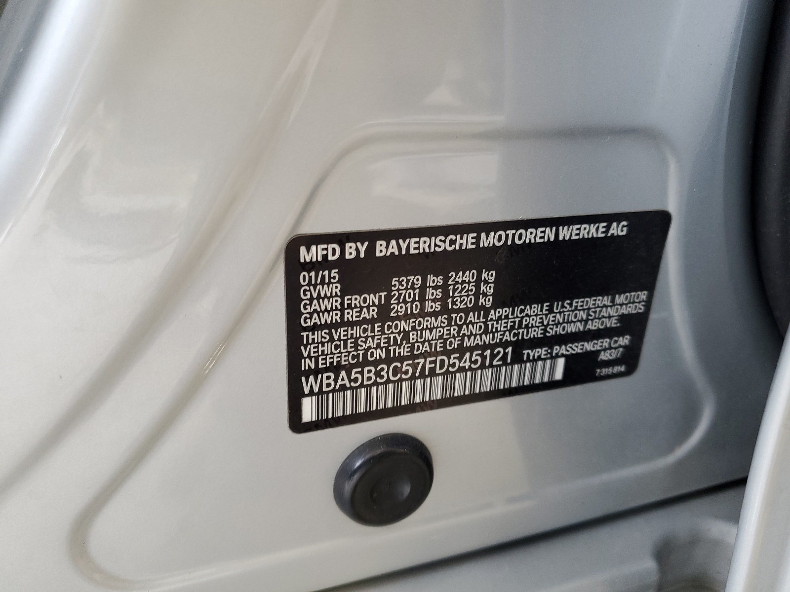 WBA5B3C57FD545121 2015 BMW 535 Xi