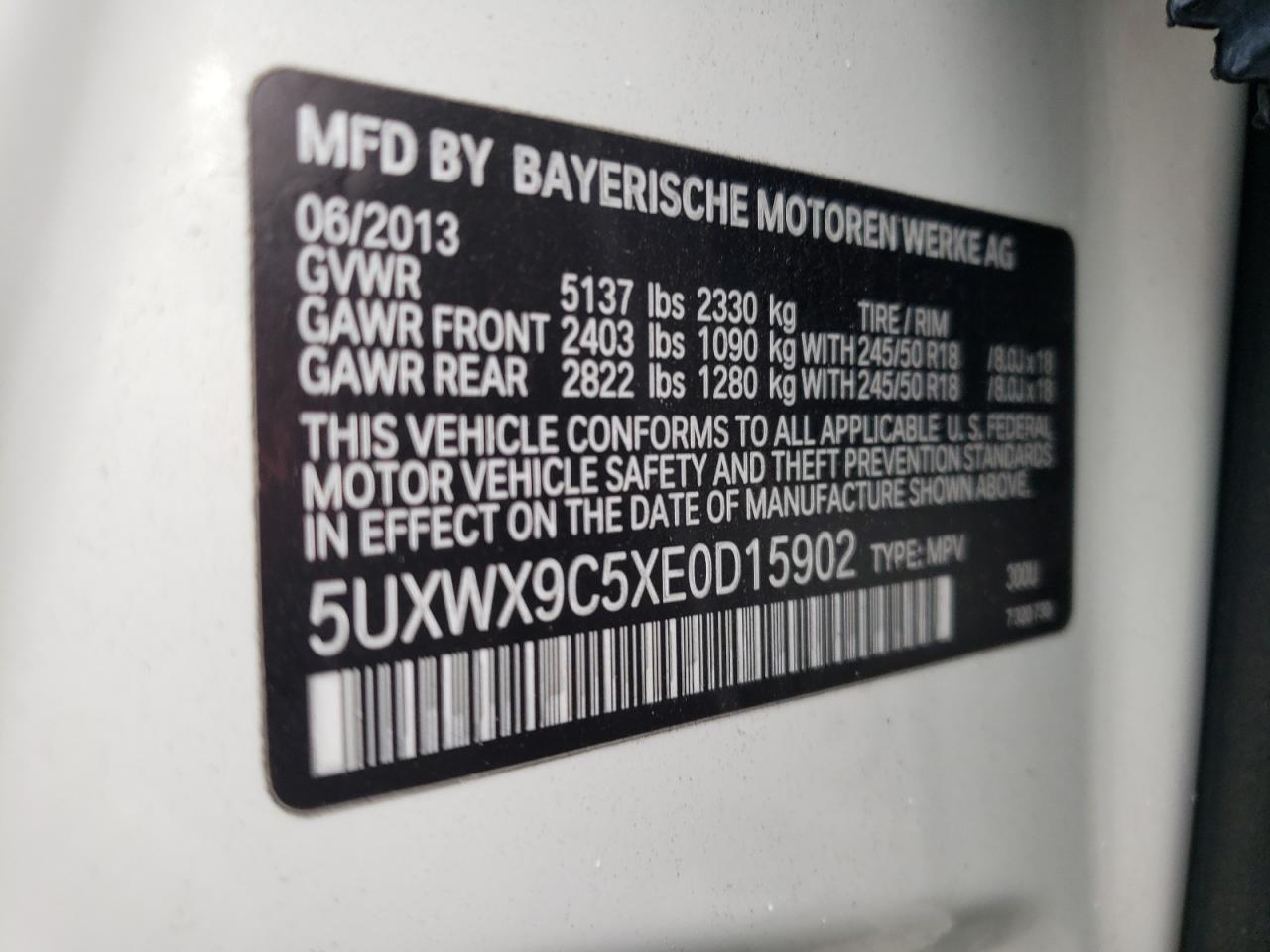 5UXWX9C5XE0D15902 2014 BMW X3 xDrive28I