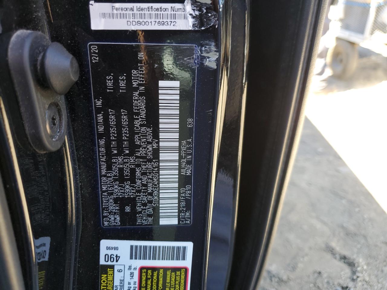 2021 Toyota Sienna Le VIN: 5TDKRKEC4MS014161 Lot: 67727434