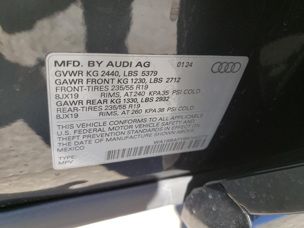 2024 Audi Q5 Premium Plus 40 VIN: WA1BBAFY9R2063776 Lot: 68300244