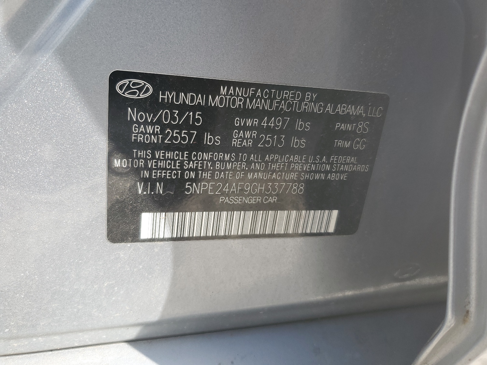 2016 Hyundai Sonata Se vin: 5NPE24AF9GH337788