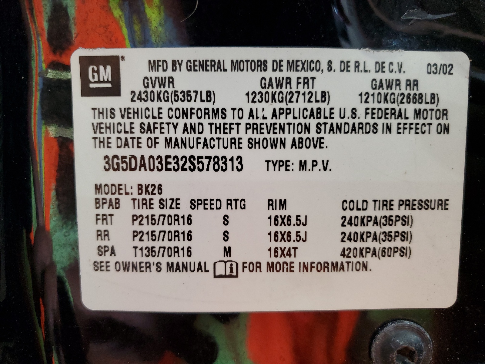 3G5DA03E32S578313 2002 Buick Rendezvous Cx