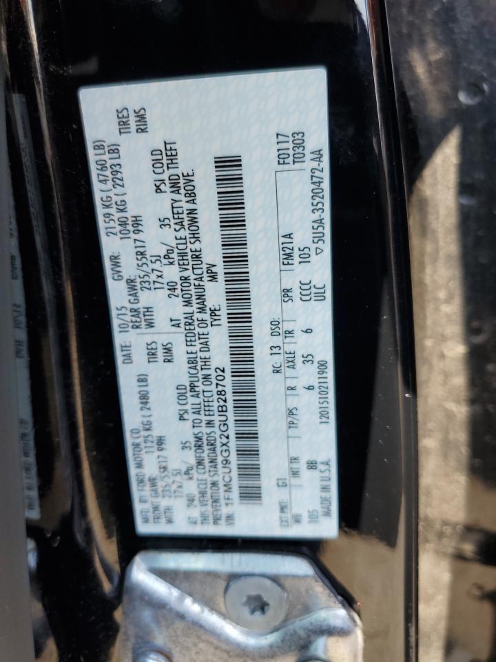 2016 Ford Escape Se VIN: 1FMCU9GX2GUB28702 Lot: 69394724