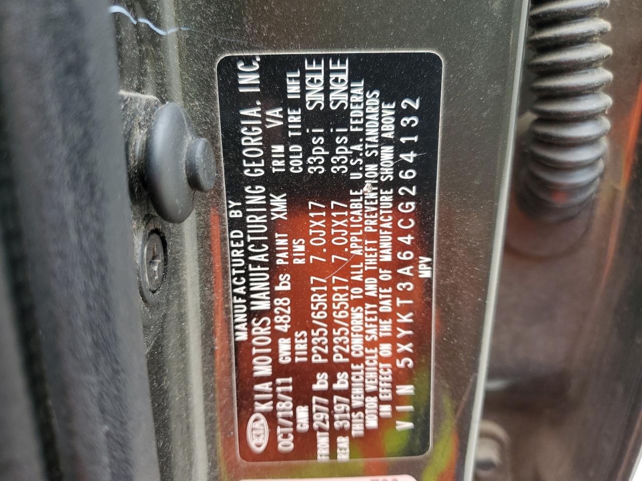 2012 Kia Sorento Base VIN: 5XYKT3A64CG264132 Lot: 67311674