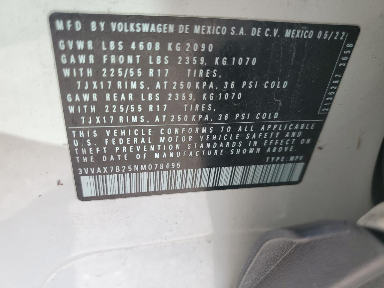 3VVAX7B25NM078495 Volkswagen Taos S  13