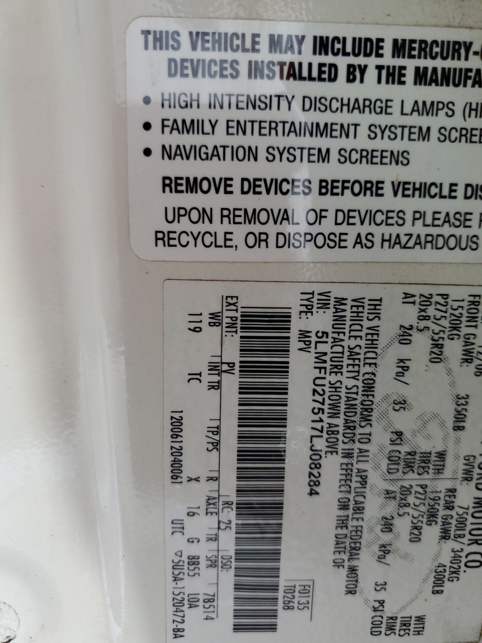 5LMFU27517LJ08284 2007 Lincoln Navigator