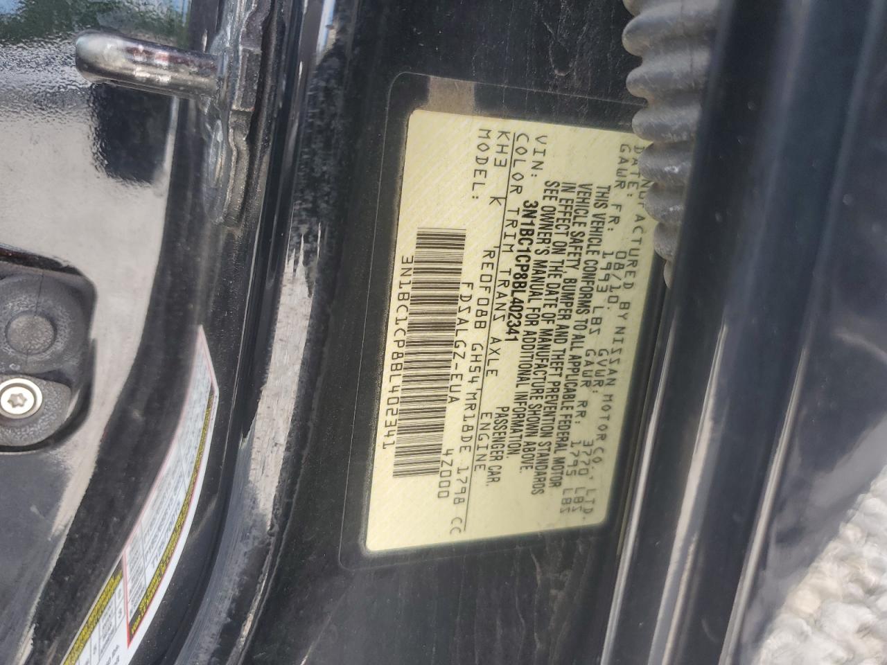 2011 Nissan Versa S VIN: 3N1BC1CP8BL402341 Lot: 67052644