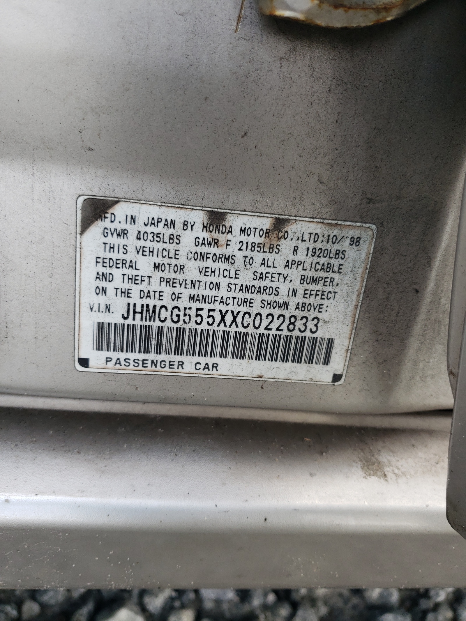 JHMCG555XXC022833 1999 Honda Accord Ex