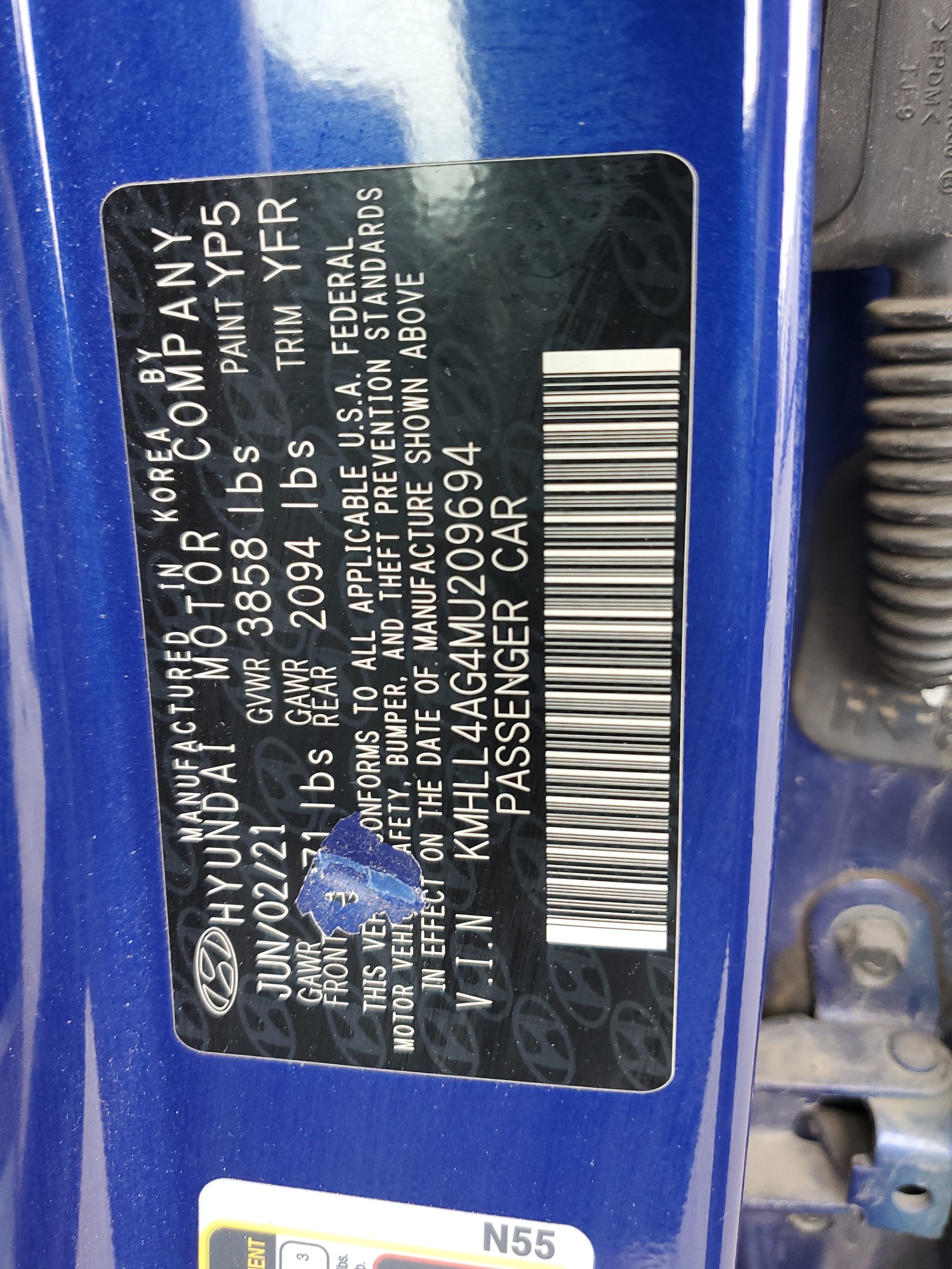 KMHLL4AG4MU209694 2021 Hyundai Elantra Se