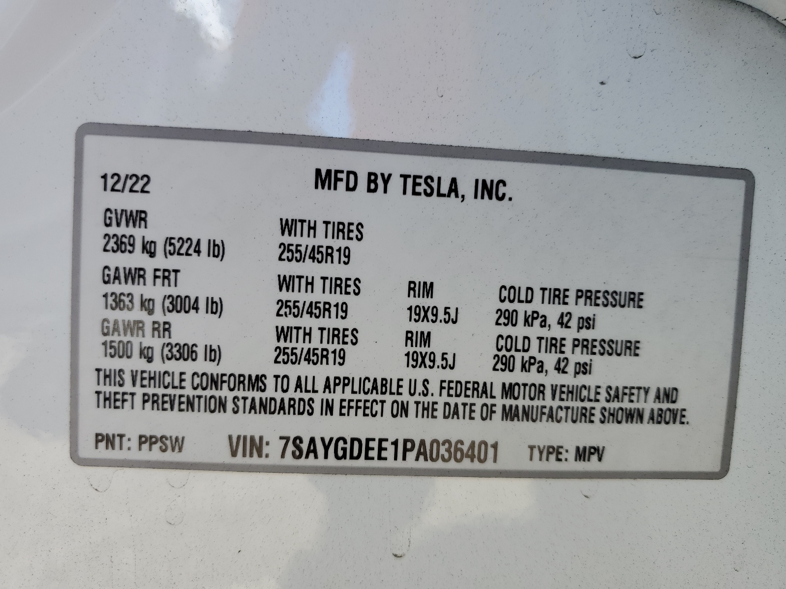 7SAYGDEE1PA036401 2023 Tesla Model Y