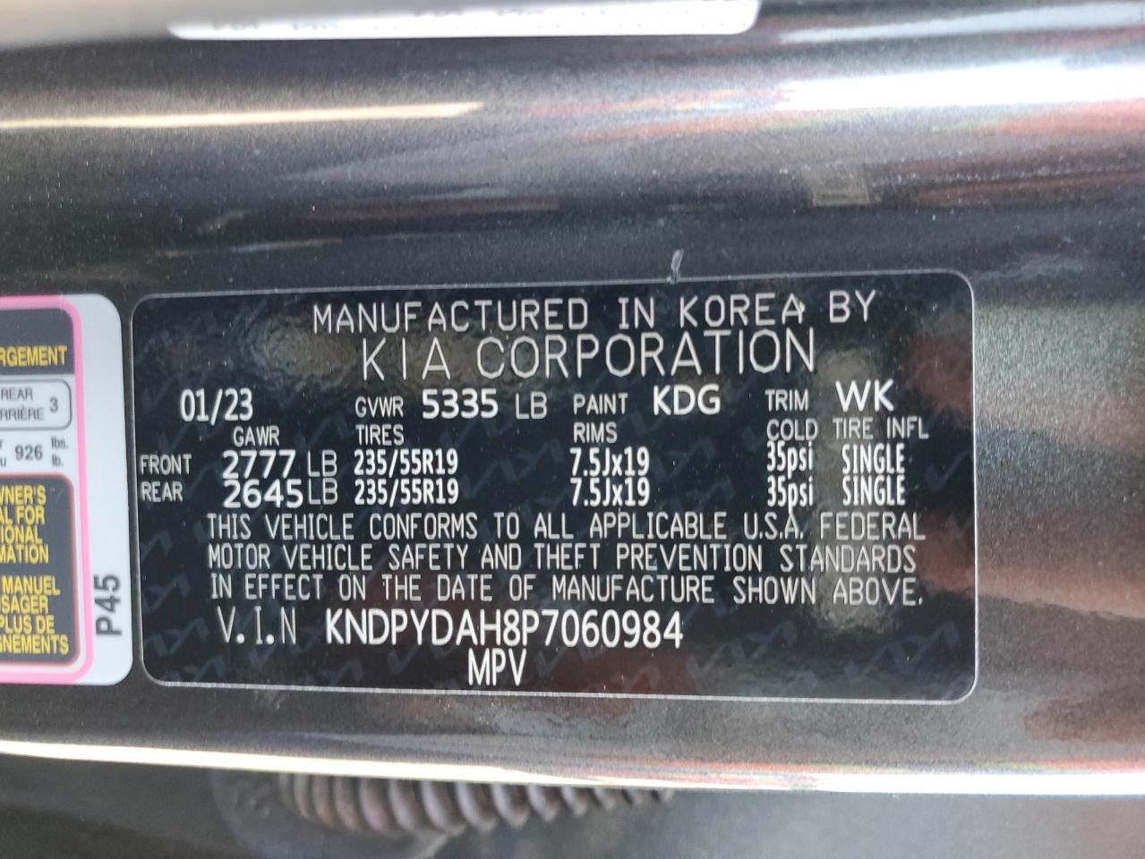 2023 Kia Sportage X Line VIN: KNDPYDAH8P7060984 Lot: 68949234