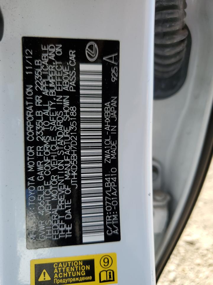 2013 Lexus Ct 200 VIN: JTHKD5BH7D2135188 Lot: 66616834