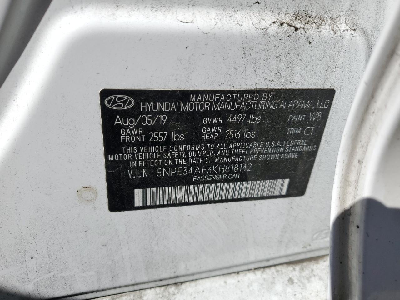 5NPE34AF3KH818142 2019 HYUNDAI SONATA - Image 12