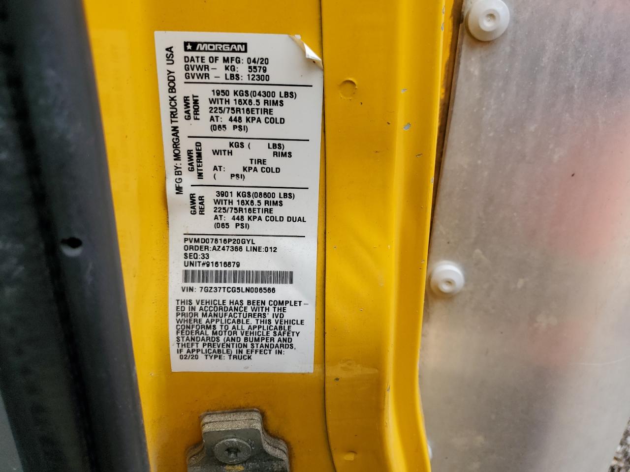 2020 GMC Savana Cutaway G3500 VIN: 7GZ37TCG5LN006566 Lot: 69137134