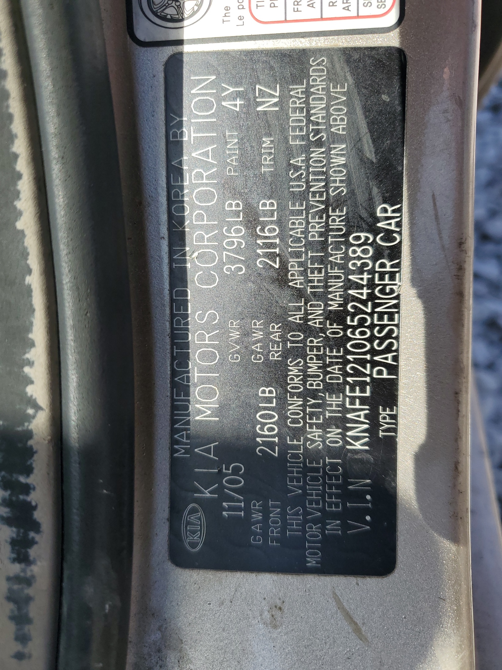 KNAFE121065244389 2006 Kia Spectra Lx